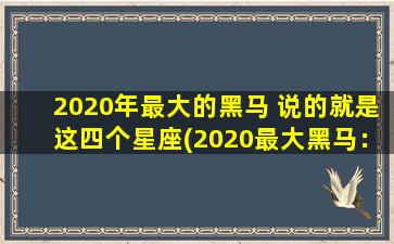 2020年最大的黑马 说的就是这四个星座(2020最大黑马：这四星座是最耀眼的！)